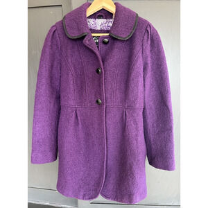 Vintage Guess Purple Wool Blend Jacket Bow Back Y2K Coat Womens M
